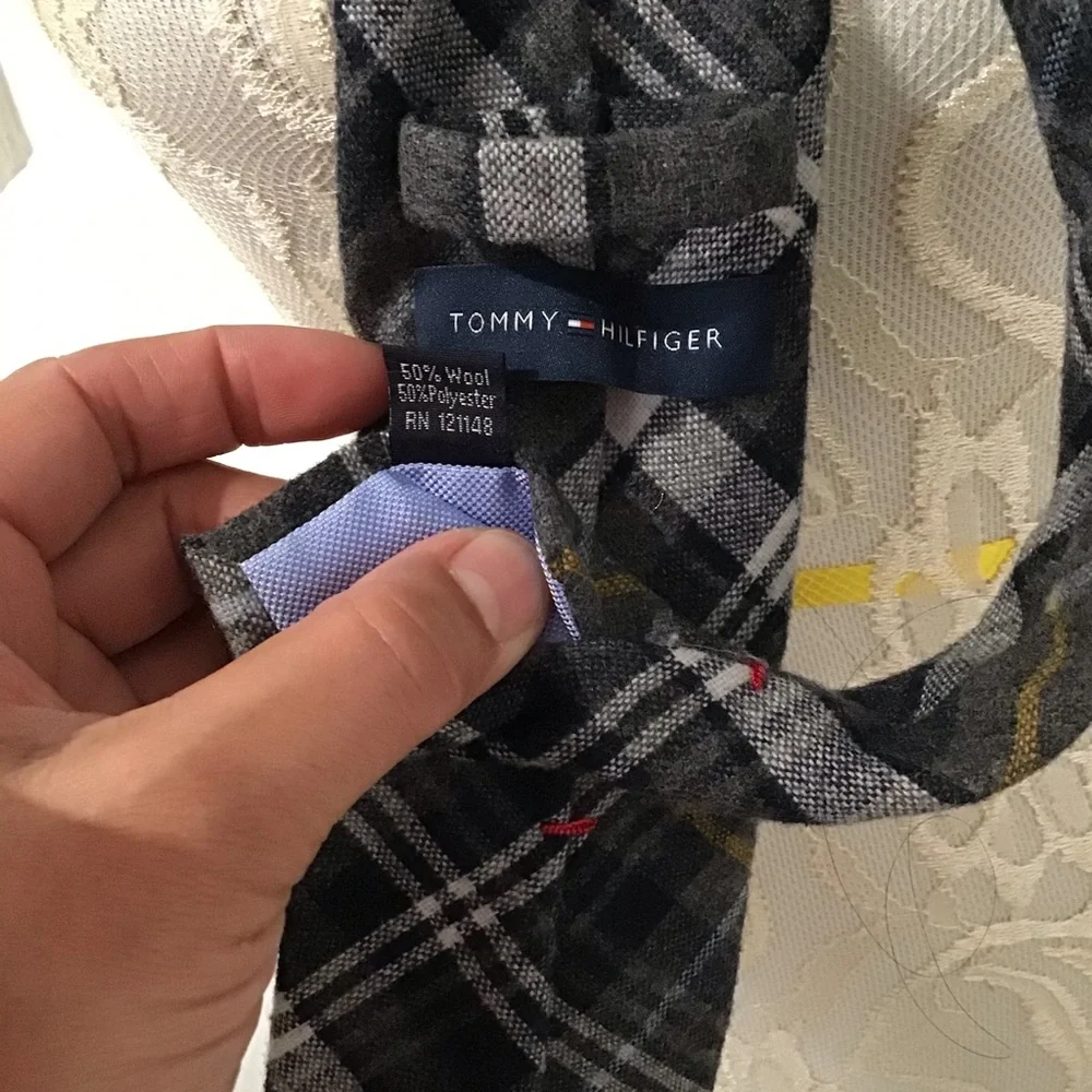 Tommy Hilfiger Gray Plaid Wool‎ Tie